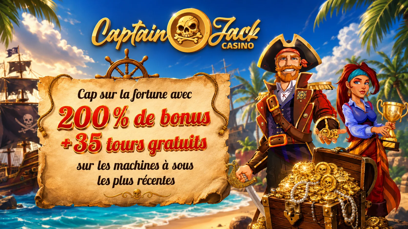 Captain Jack Casino avis — 200% de bonus + 35 tours gratuits