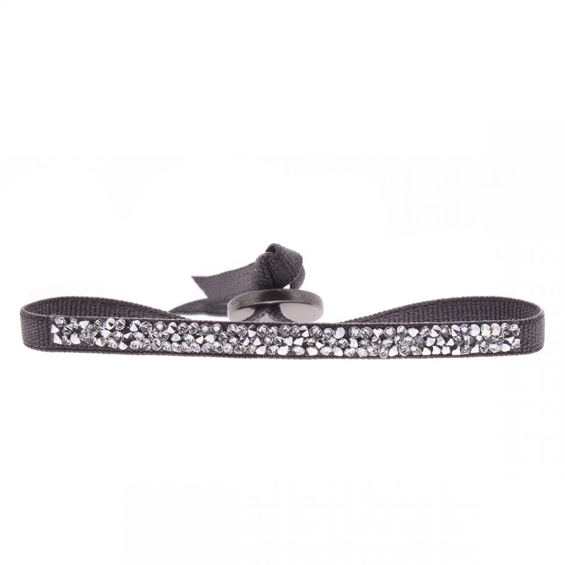 Bracelet Les Interchangeables A39542 - Bracelet Tissu Gris Cristaux de haute qualité Femme