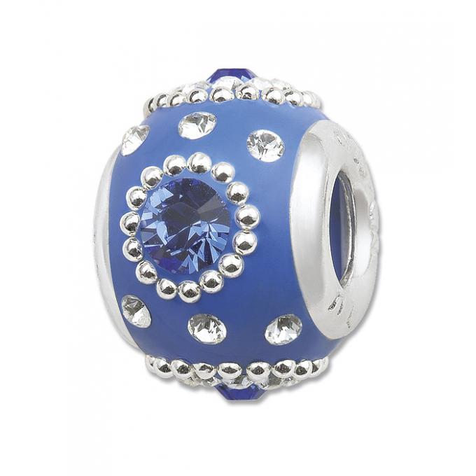 Perle argent et émail bleu incrustée de zircons et perles  AM61264